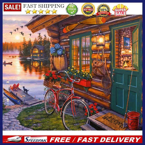 Oil Painting By Numbers Acrylic Handmade Lakeside Scenery Digital Picture D