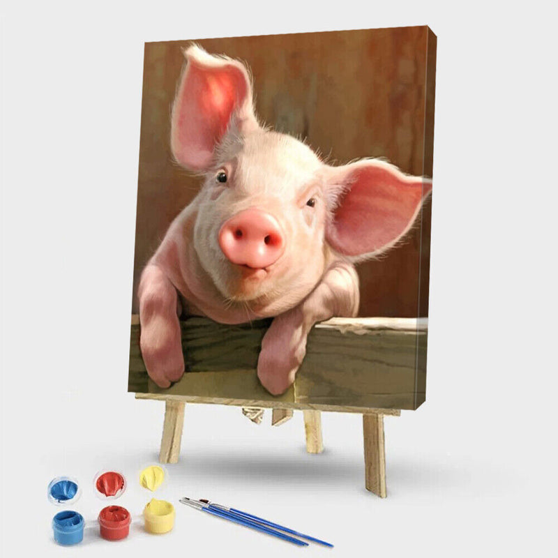 40x50cm Pig Painting By Numbers DIY Canvas Wall Picture Hand Painted Home Dec