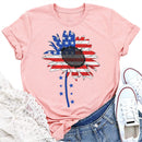 Independence Day Print Sunflower Tea T-Shirt (Pink S)