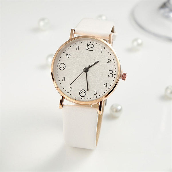 Womens Student Leather Quartz Watch Wristwatches Business Watch Wristband