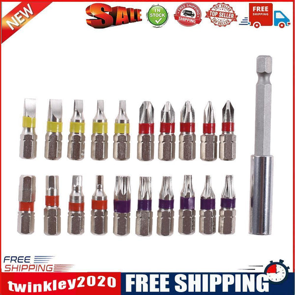 20pcs 25mm Screwdriver Bit Set Kit 1/4in Hex Shank CRV Slotted Torx Hexagon