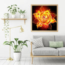 Flames Rose Frameless Picture Oil Paint By Numbers Hand Painted Picture Kit