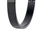 Stainless Steel Carving Roman Numeral Bracelet Cuff Wedding Bangle (Black) Newly
