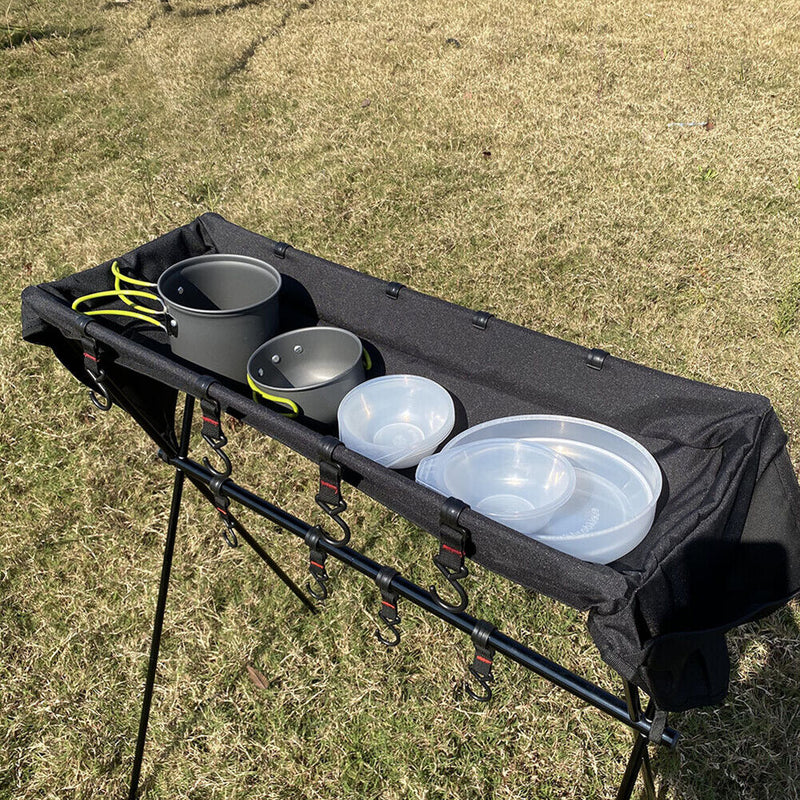 Outdoor Portable Storage Hanging Rack Picnic Cookware Tripod Triangle Shelf
