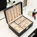 Jewelry Velvet Box with Lock Travel Earring Organizer Storage Case (Black)