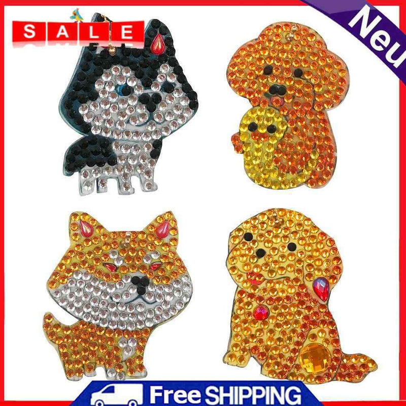 4pcs DIY Special Shape Full Drill Woman Girl Jewelry Keyring Christmas Gift