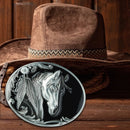 Oval Horse Head Belt Buckle Western Cowboy Buckle Accessory for Men Women Newly