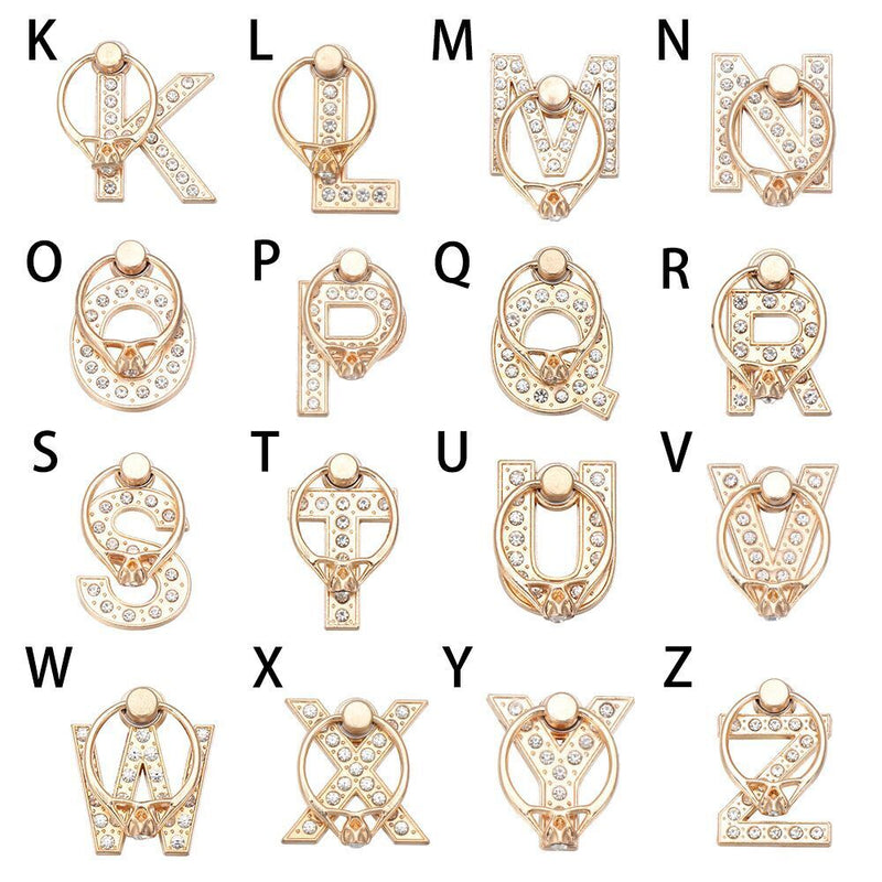 Diamond Luxury Letter Phone Stand Finger Ring Holder Car Bracket 360 Rotation
