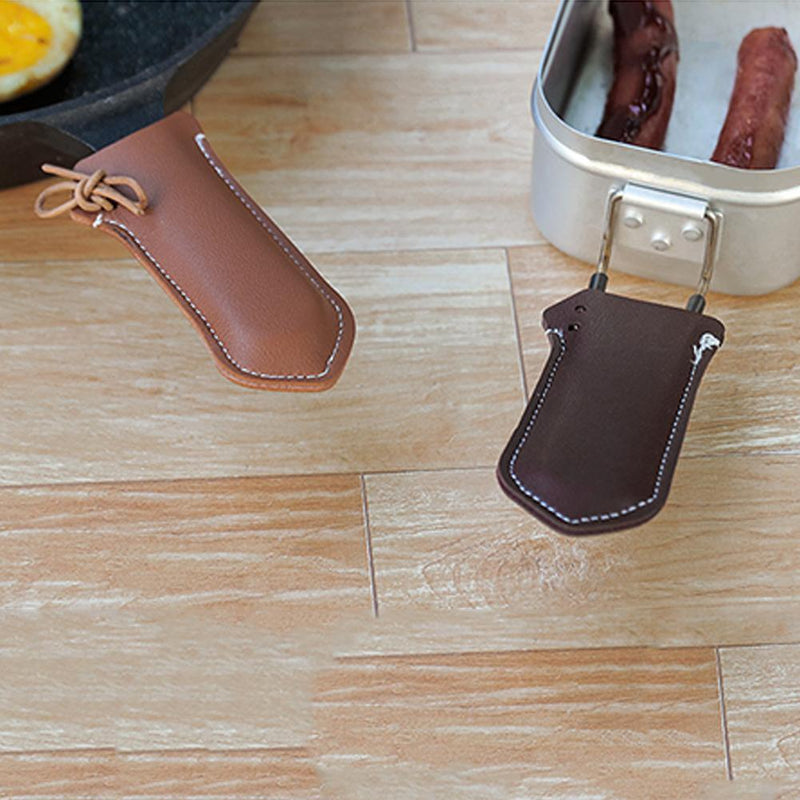 2pc Anti-Scald Anti-Brief PULeather Frying Pan Handle Protective CoverCoffee