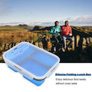 1350ml Silicone Rectangle Lunch Box Collapsible Bento 3 Cell Large Capacity Bowl