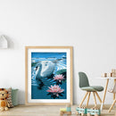 5D Mosaic Swan in Lake Full Round Drill Diamond Drawing Art Painting Handicra