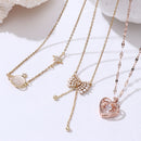 Clavicle Chain Japanese and Korean-Style Heart Titanium Steel Necklace Bow-knot