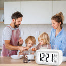Temperature Alarm Clock LED Digital Backlight Calendar Snooze Clock (White)