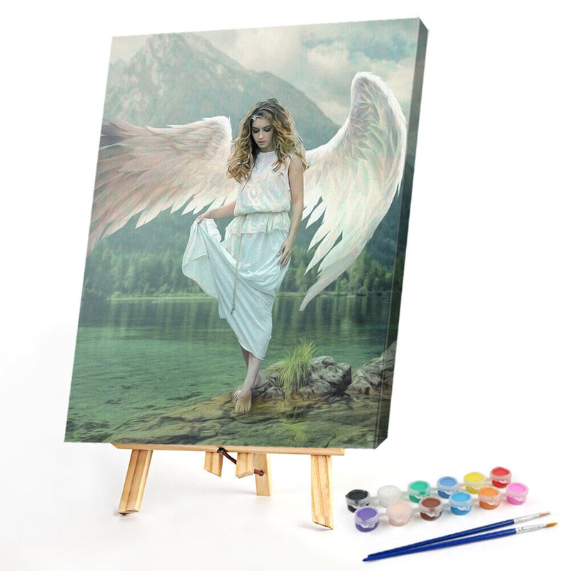 Frameless Oil Paint By Numbers DIY Angel Picture Craft Kit for Home Living Room