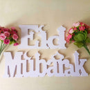 Eid Mubarak Wooden Letter Ornament Islamic Ramadan Dining Decors Supply C6F7