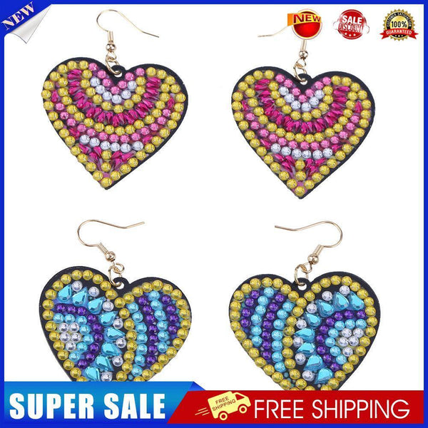 5D DIY Diamond Painting Earrings Double-sided Heart Drop Earrings (RZ015)