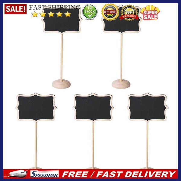 5x5pcs Mini Wooden Chalk Blackboard Signs Chalkboard Message Board (Flower)