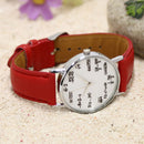 Women Mens Leather Stainless Steel Letter Sport Wristwatch (Red)