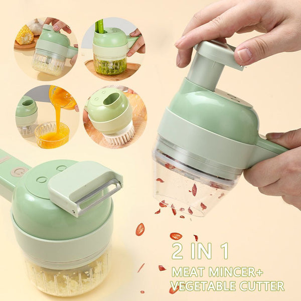 Wireless Electric Vegetable Cutter Set 4 in 1 Vegetable Chopper Food Processor
