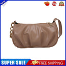 Fashion Pleated Handbags PU Chain Underarm Bags Women Shoulder Tote (Khaki)