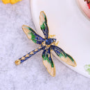 Colorful Women Dragonfly Crystal Drip Brooch Enamel Insect Lapel Pin (Blue)
