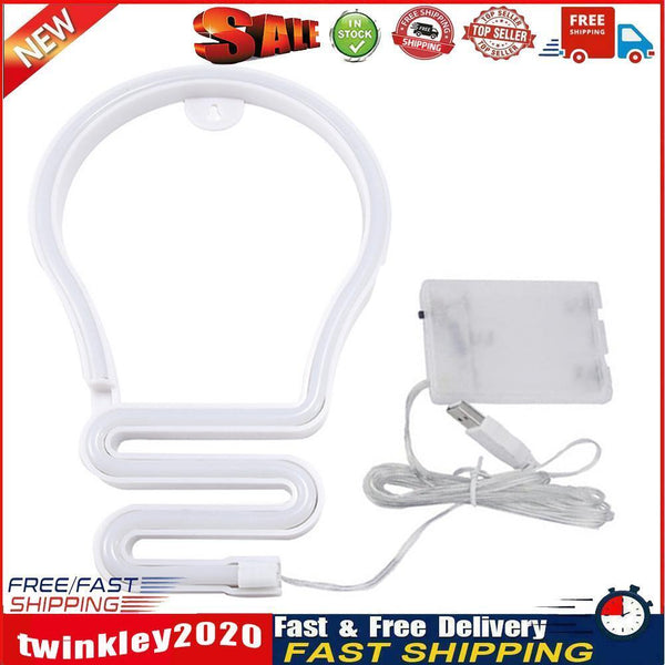 Light Bulb LED Neon Light Neon Sign Hanging Decoration Night Lamp (Warm) Newly