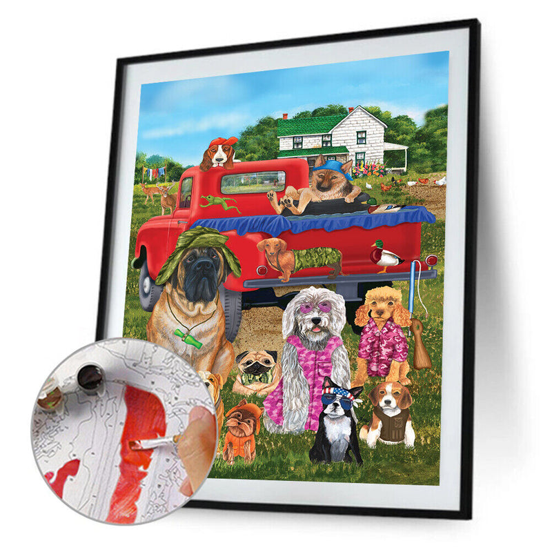 #A Farm Animal Oil Paint By Numbers Kit DIY Frameless Drawing Picture for Adults