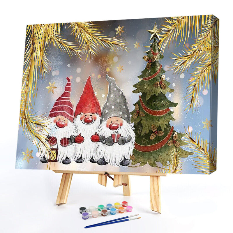 Christmas Gnome Oil Paint By Number Kits Canvas Drawing DIY Home Decoration