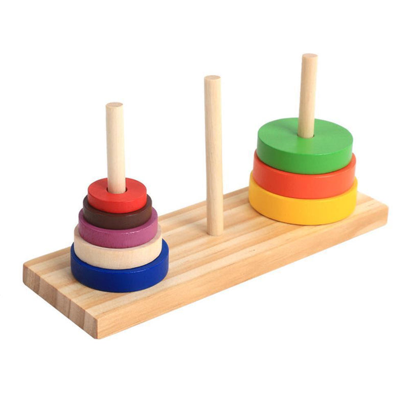 Wooden Puzzle Stacking Tower Of Hanoi Kid Mathematical Educational Toys