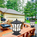 LED Solar Retro Lantern Pillar Light Outdoor Column Lamp Garden Fence Decor