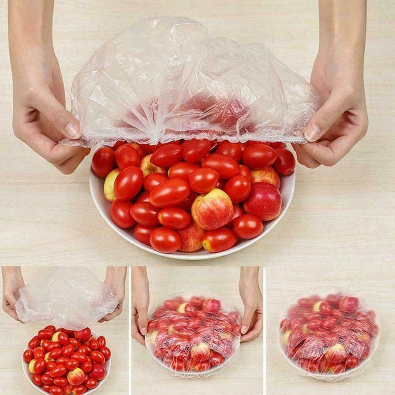 100PCS Disposable Food Cover Plastic Wrap Elastic Kitchen Lids For Fruit L8T8