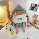 Preppy Style Cartoon Contrast Color Backpack with Pendant Casual Girls Knapsacks