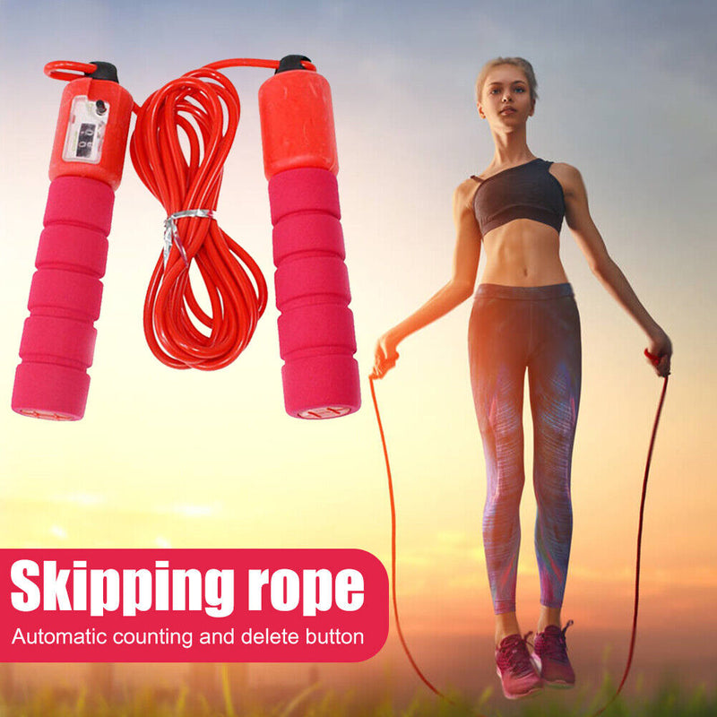 Professional Skipping Rope Counting Fitness Sports PVC Jump Rope (Rose Red)