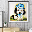 Diamond Painting Kits Full Round Blue Hat Dog DIY Handmade Art Home Decor
