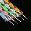5PCS Beauty Marbleizing DIY 2 Way Painting Manicure Tools Nail Art Dotting Pen