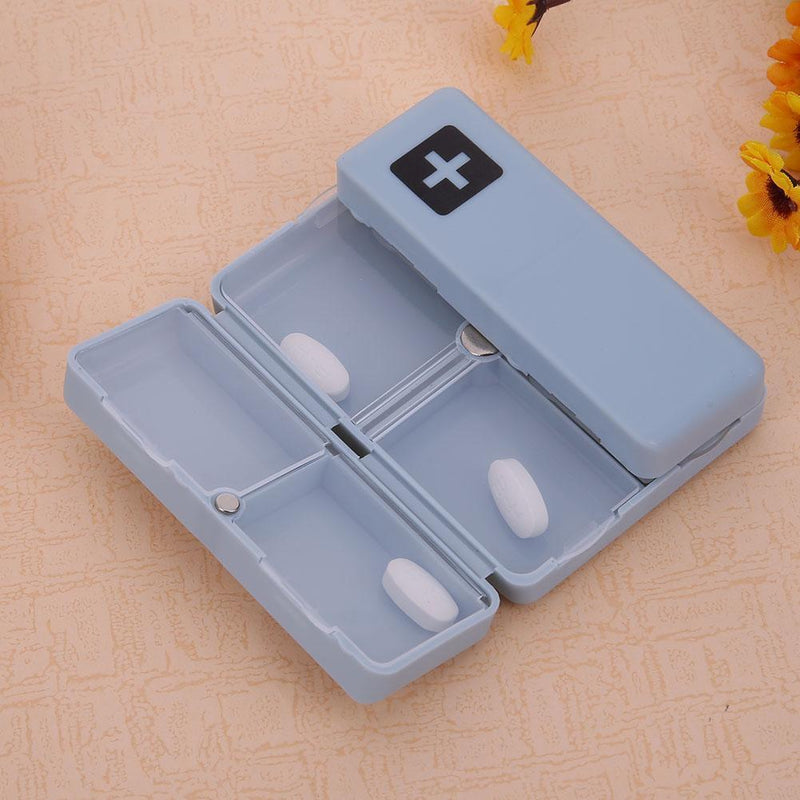 7 Grids Weekly Pill Box Magnet Lid Tablet Storage Box Pill Splitter(Blue)