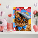 Frameless Oil Paint By Numbers DIY Cat Hat Picture Craft Kit for Living Room