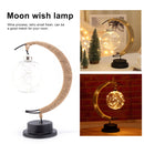 LED Table Lamp Hemp Rope Wrought Iron Moon Ball Decorative Bedside Night Lamp