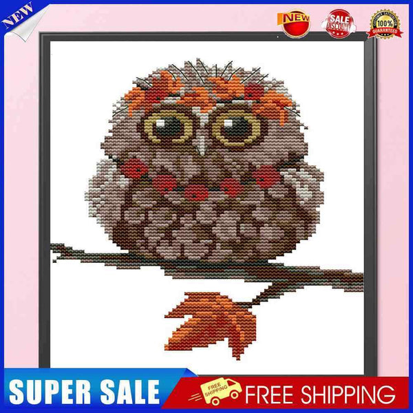 #A Owl Pattern Partial Cross Stitch 14CT DIY Printed Embroidery Kits Home Decor
