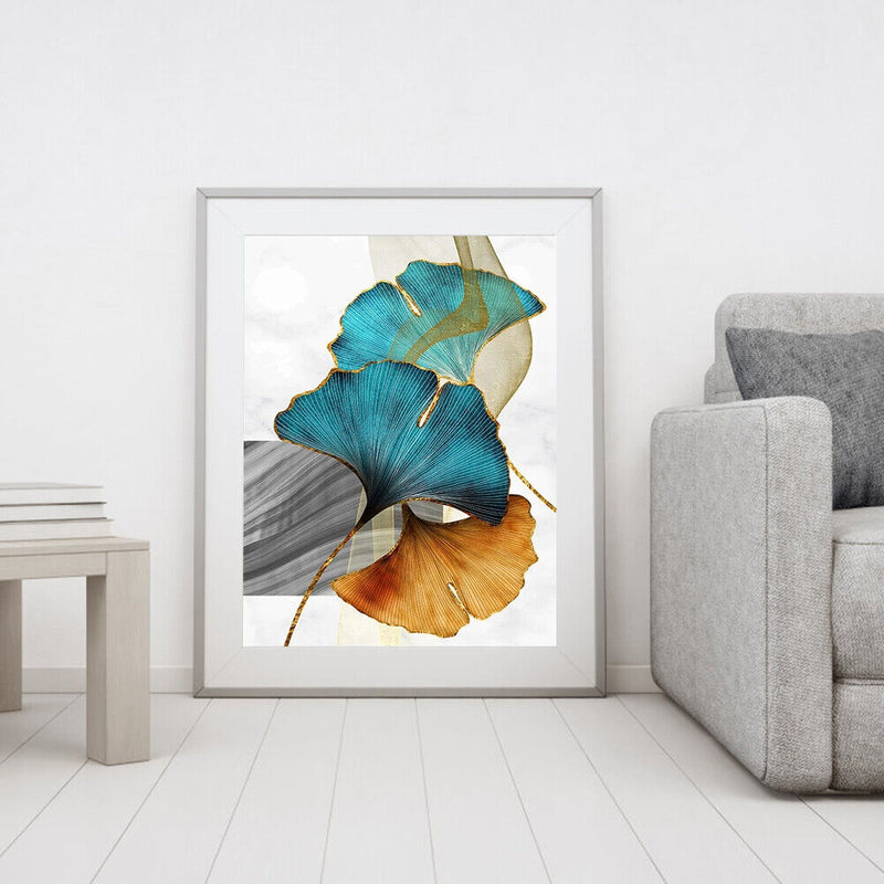 Frameless Painting By Numbers Gingko Leaves DIY Handmade Drawing On Canvas Craft