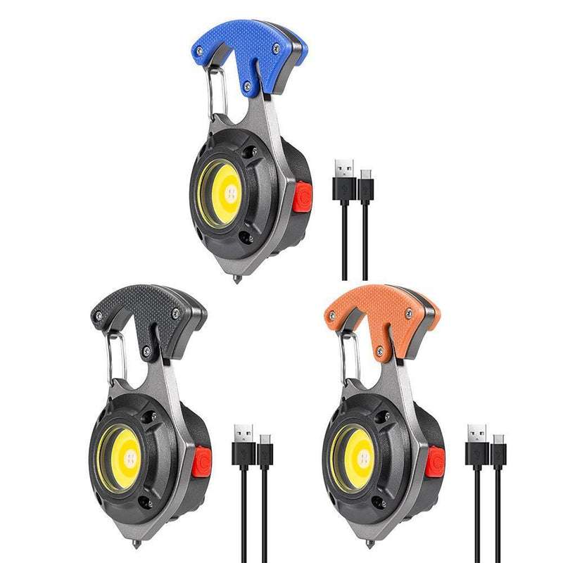 Multifunction COB LED Flashlight Camping Screwdriver Keychain Lamp (Black)