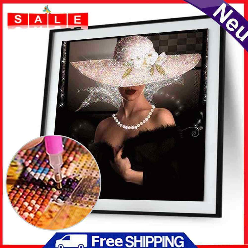 Beauty Lady with Headdress 5D Diamond DIY Painting Kit Home Decor Part Round