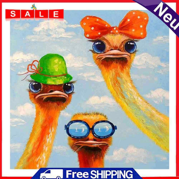 Oil Paint by Numbers Ostrich Canvas Artwork Living Room Picture Decoration Kit