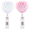 Cards ID Name Card Anti-Lost Clip Shell Shape Badge Holder Retractable Lanyards