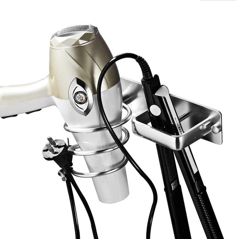 Wall Mounted Hair Dryer Storage Rack Bathroom Drier Blower Stand Hanger Holder
