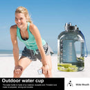 Large Capacity Water Bottle Transparent Time Marker Designed Cup (Grey)