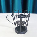 Coffee Cup Shape Retro Coffee Capsule Storage Basket for Home Cafe (Black) Newly