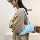 Women Fashion Plush Shoulder Bag Winter Animal Plaid Heart Print Underarm Bags