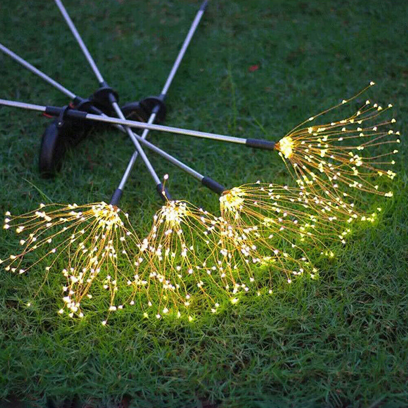 LED Solar Firework Lamp Outdoor Garden Lawn Stake String Light (Warm White)