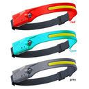 2 pcLED COB Headlamp Rechargeable Camping Waterproof Sensor Headlights (Red)